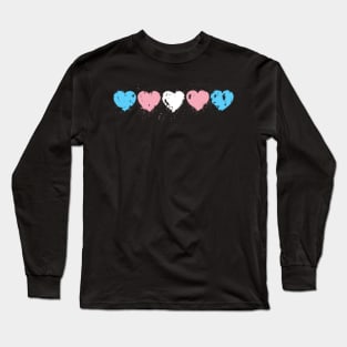 Rustic painted trans pride hearts Long Sleeve T-Shirt